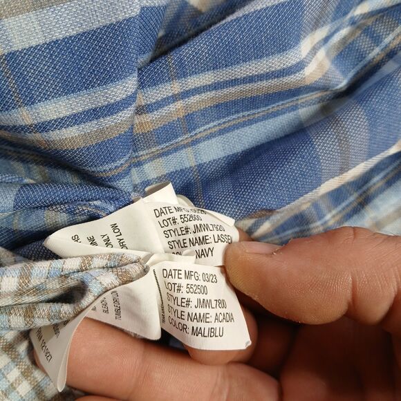 Johnnie O Button Up Shirt Lot (2) Mens M Plaid Check Performance Preppy Classic - Picture 6 of 14